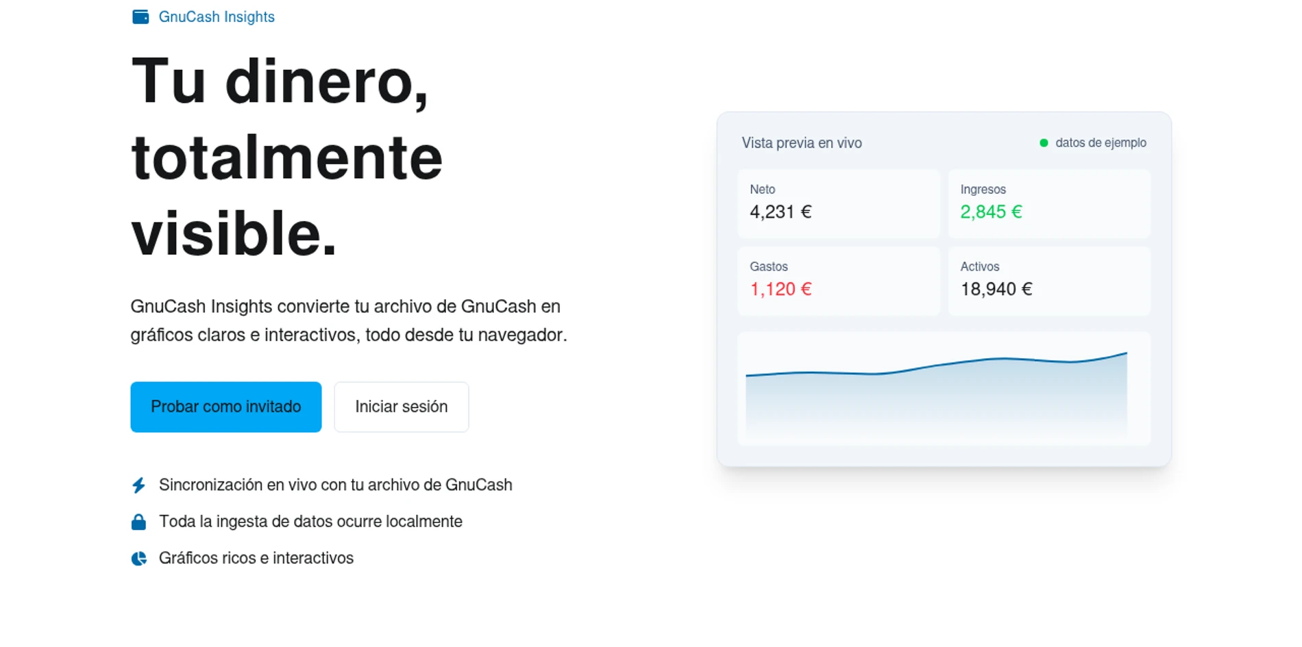 Página principal del panel de GnuCash Insights